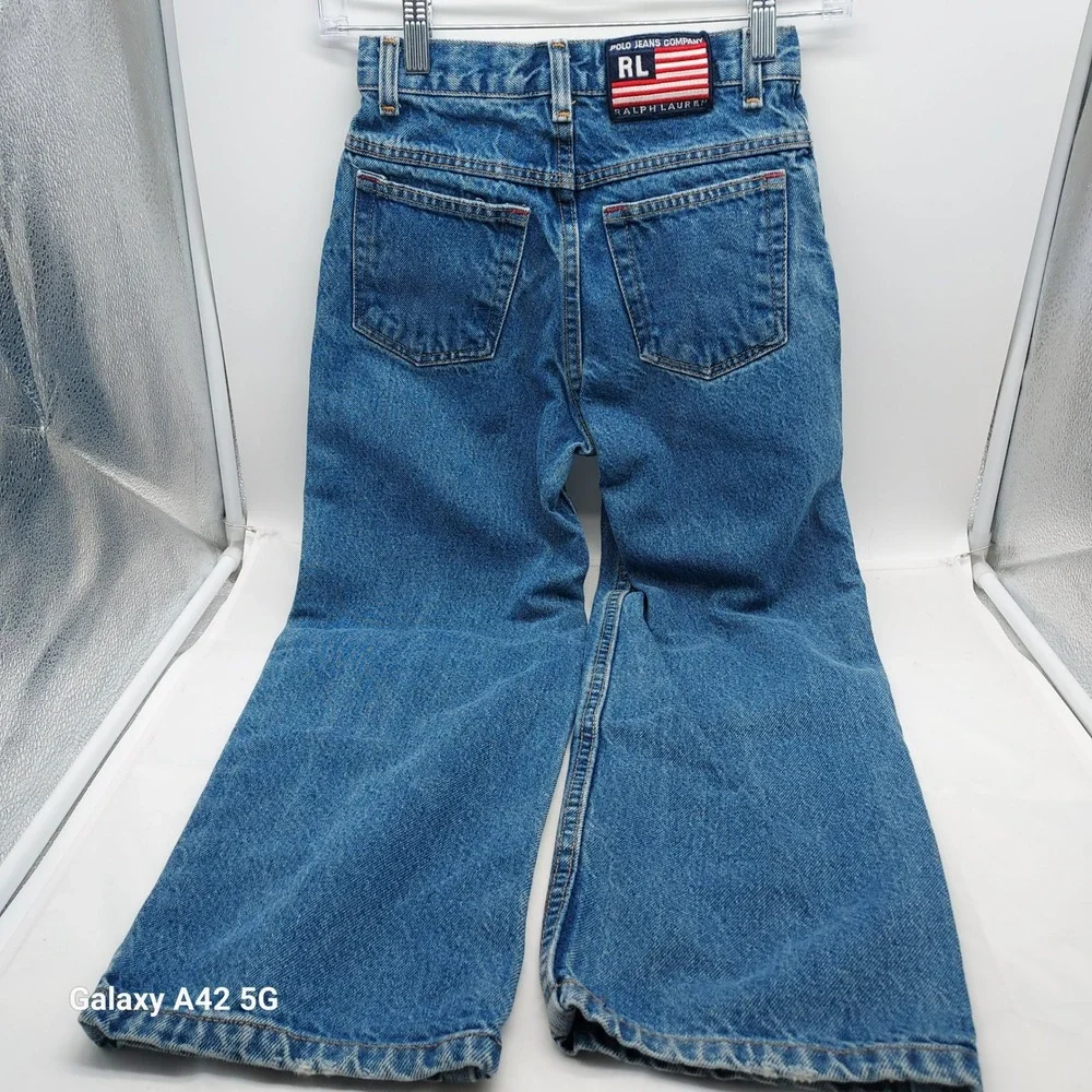 Polo Jeans Co‎ Ralph Lauren Wide Leg Denim Jeans Medium Wash Blue Size 8 Vintage
